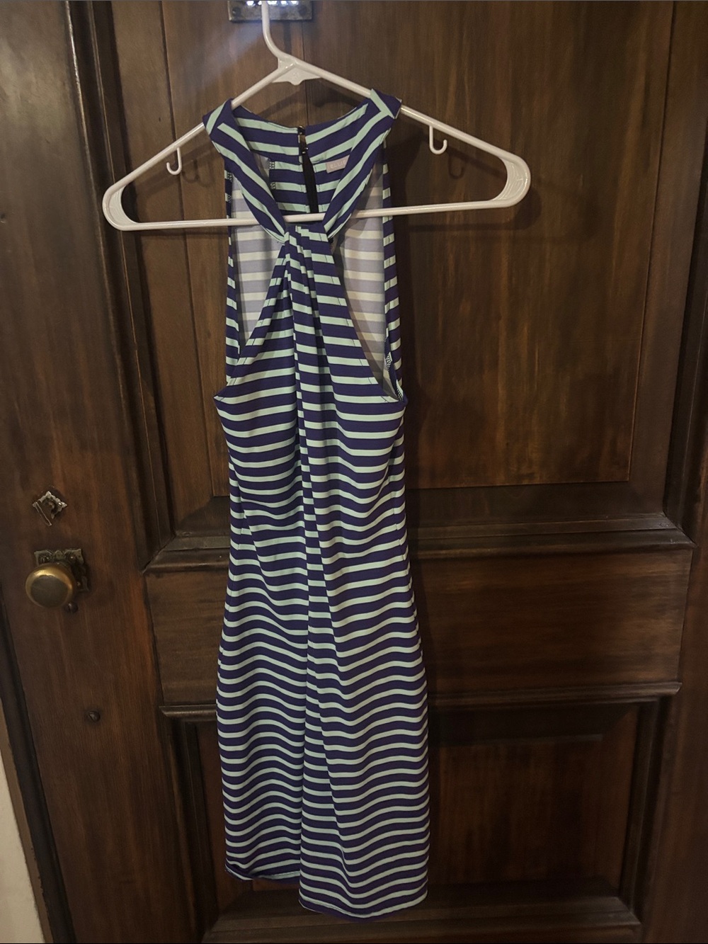 Ellie Kai navy and light blue striped  Keyhole Halter Dress
Size 2